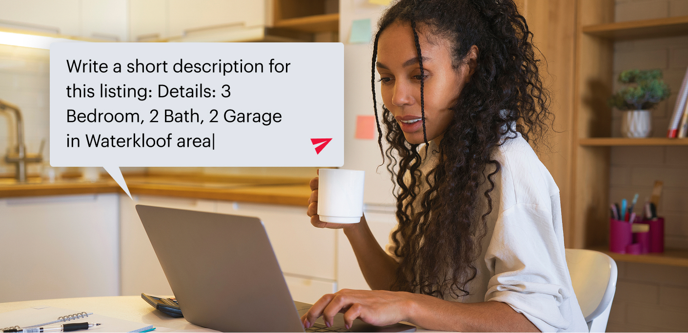 Property practitioner uses an AI writing assistant to create a listing