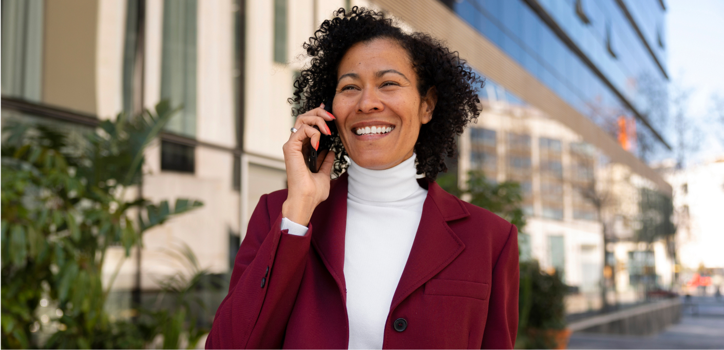 Women property practitioner talks on the phone