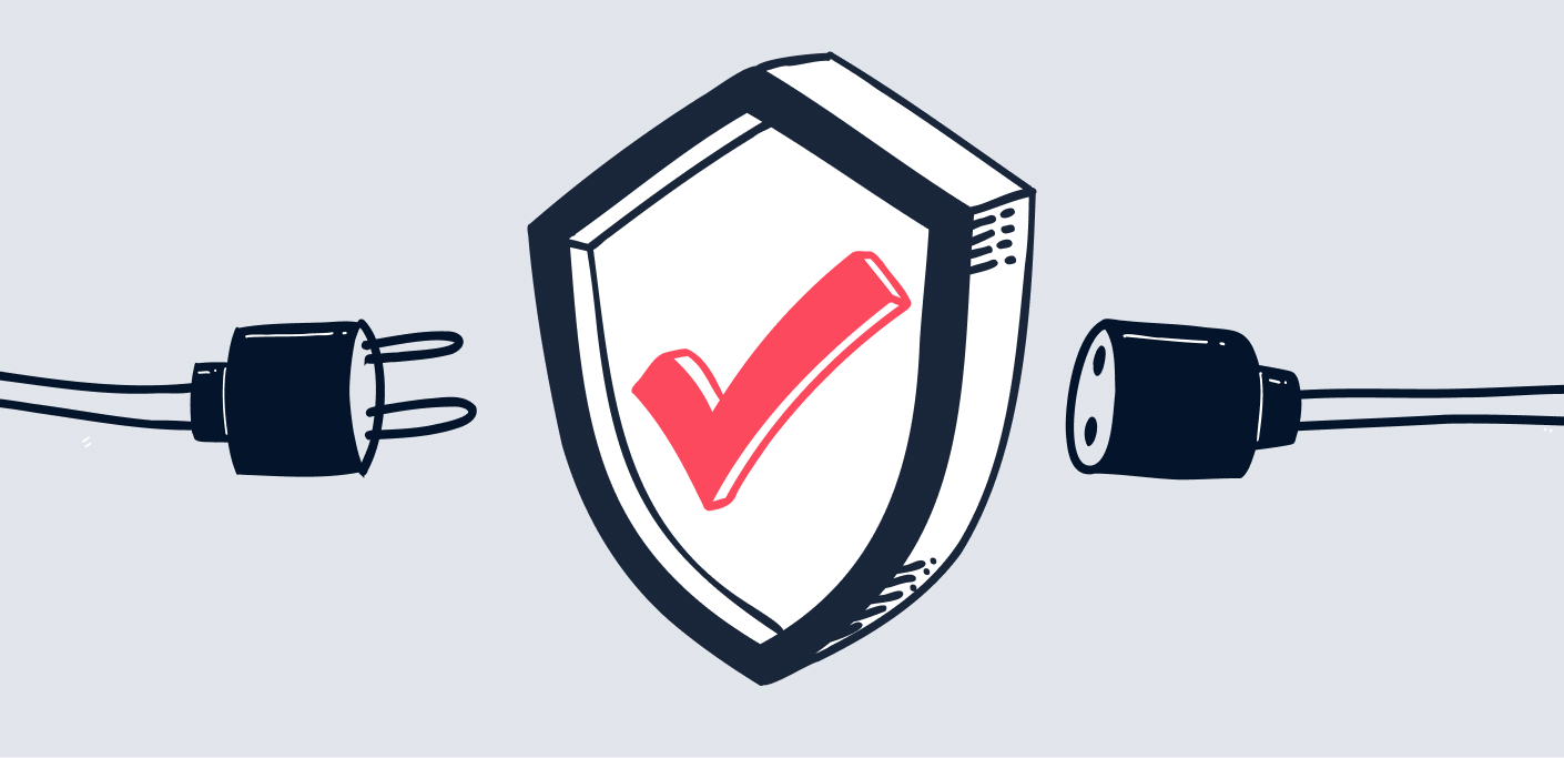 Vector image of a plug and shield with a tick