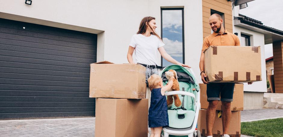Family move into their new home