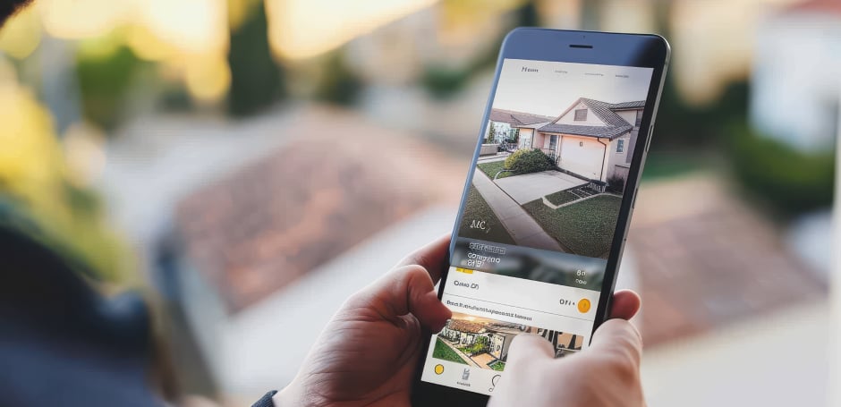 Person views a property listing on their phone
