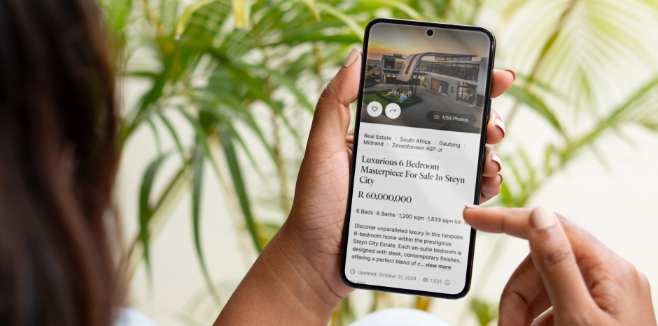 Buyer views a propert listing on a portal on their cellphone