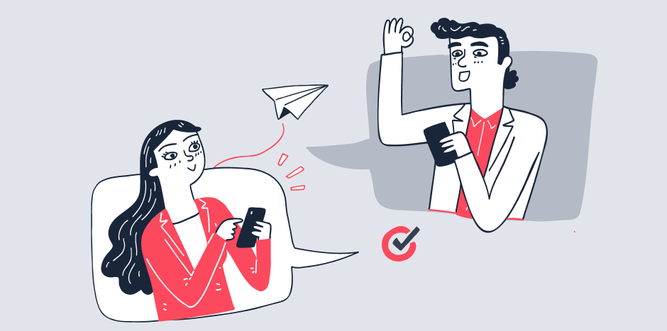 animated people messaging each other on their phones