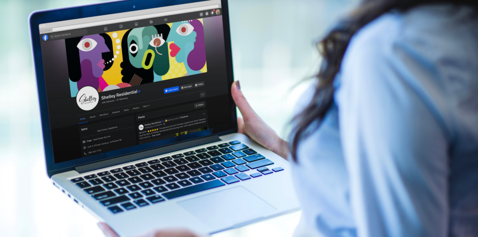 Person views a Facebook page on their laptop