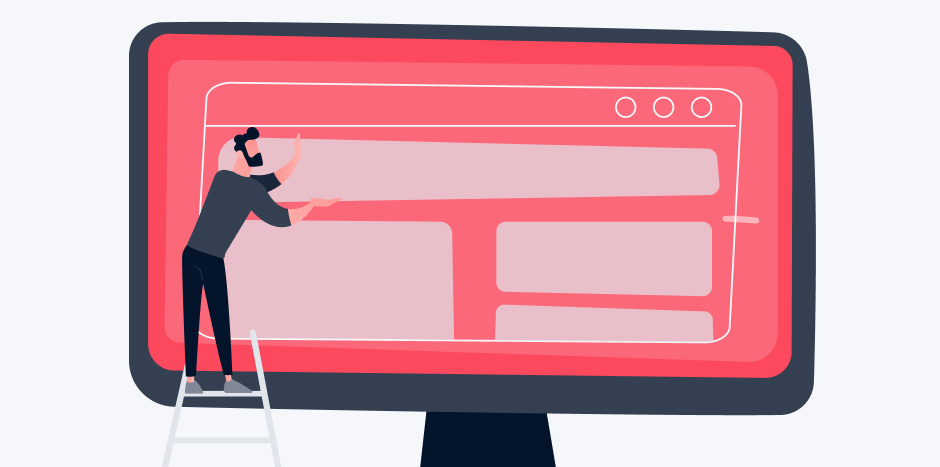 A vector image of a website on a computer screen