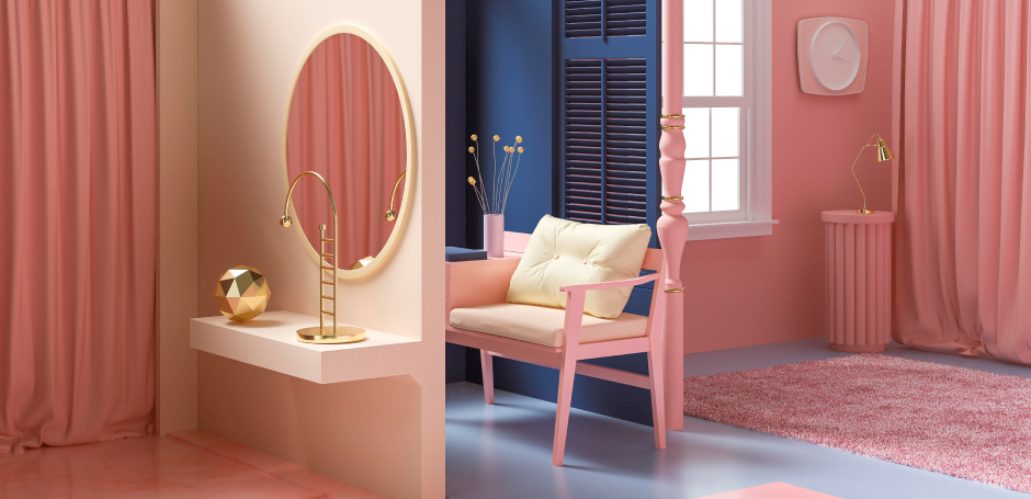 Pink-themed living space 
