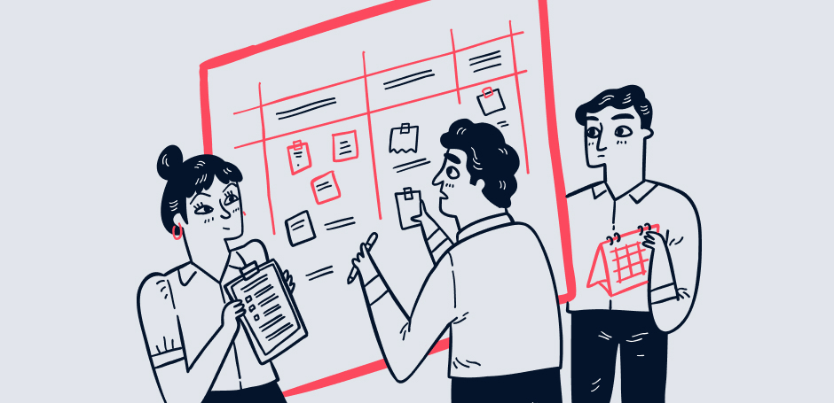 Property practitioners work on a campaign on a pin board