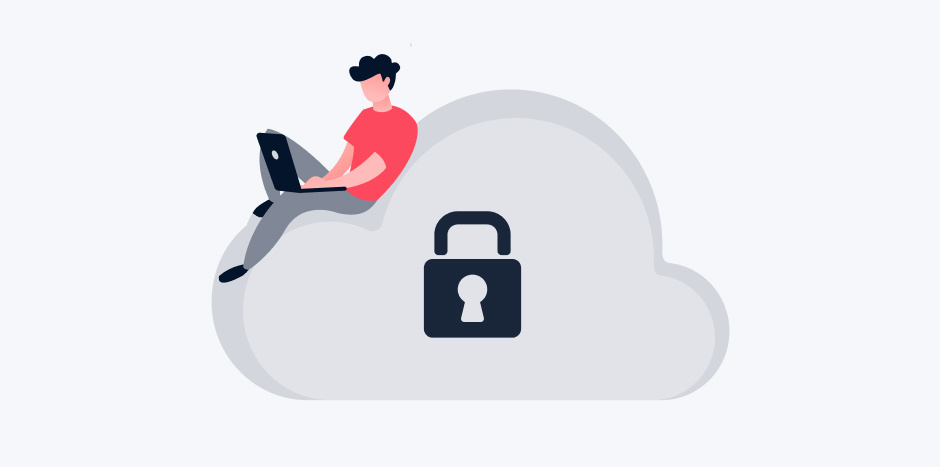 A vector image depicting cloud security