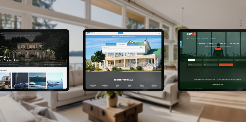 Tablets showing properties on different property portals