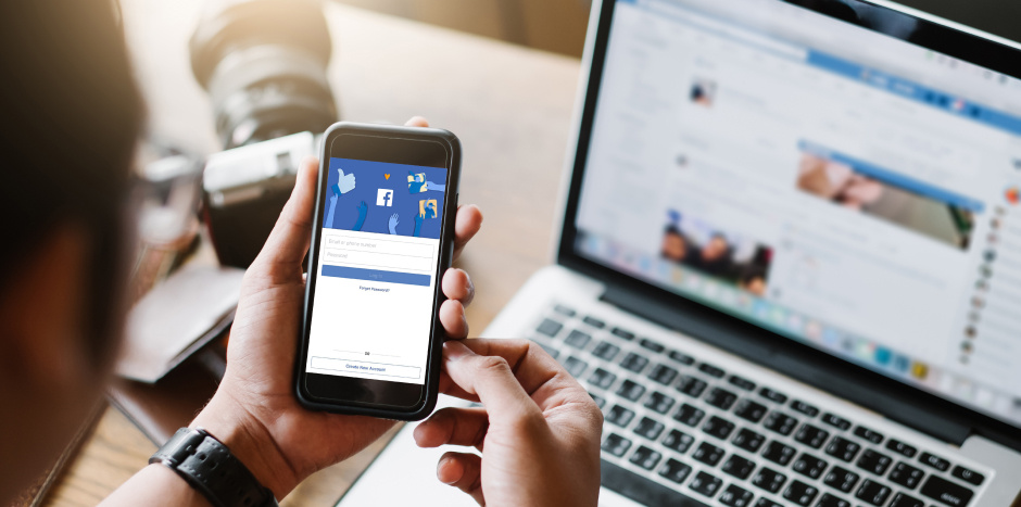 Browsing Facebook on a mobile phone