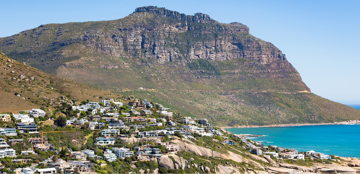 View of Table Mountain and properties in Cape Town